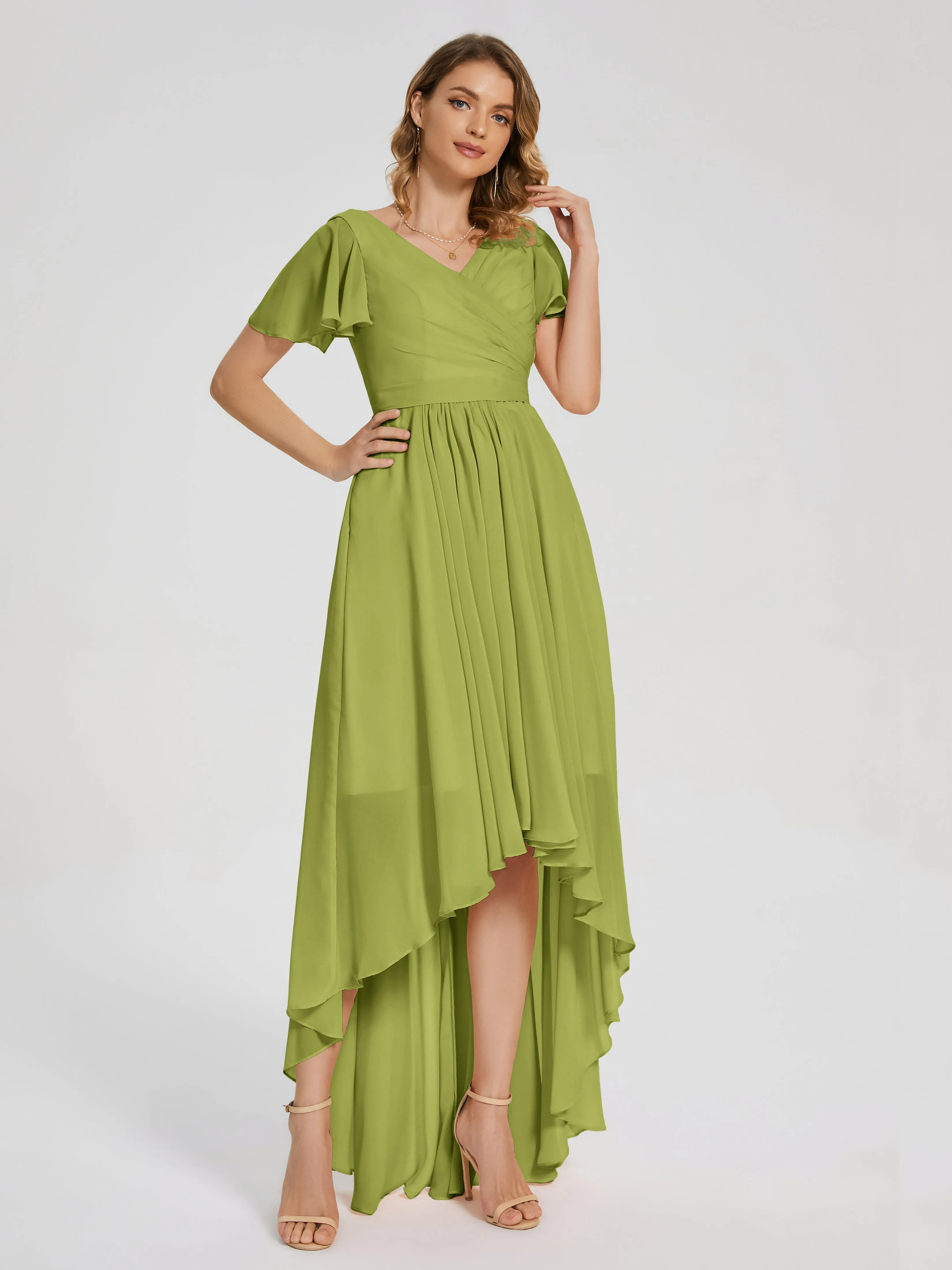 Evangeline Flowy Asymmetrical Chiffon Bridesmaid Dresses