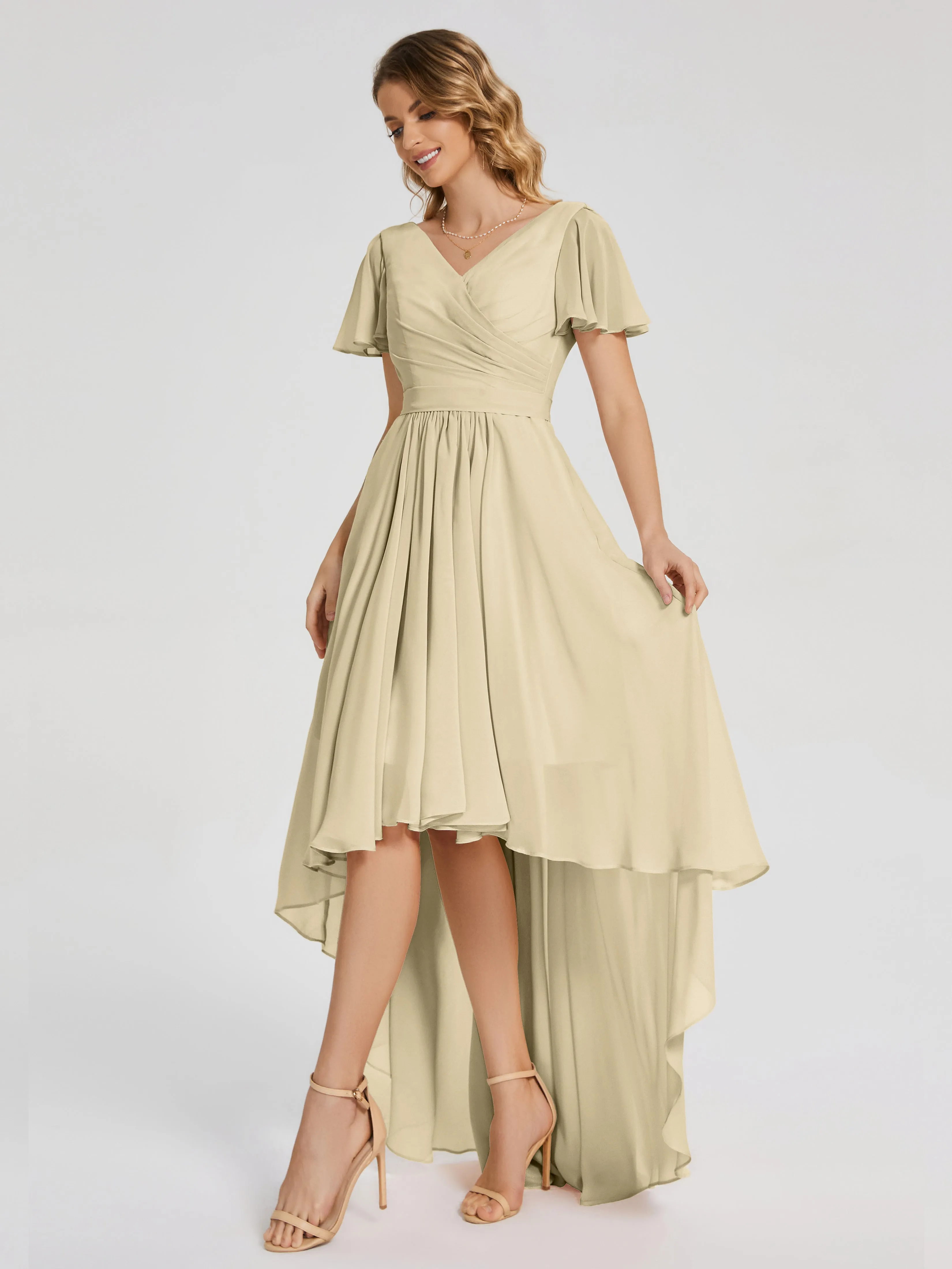 Evangeline Flowy Asymmetrical Chiffon Bridesmaid Dresses