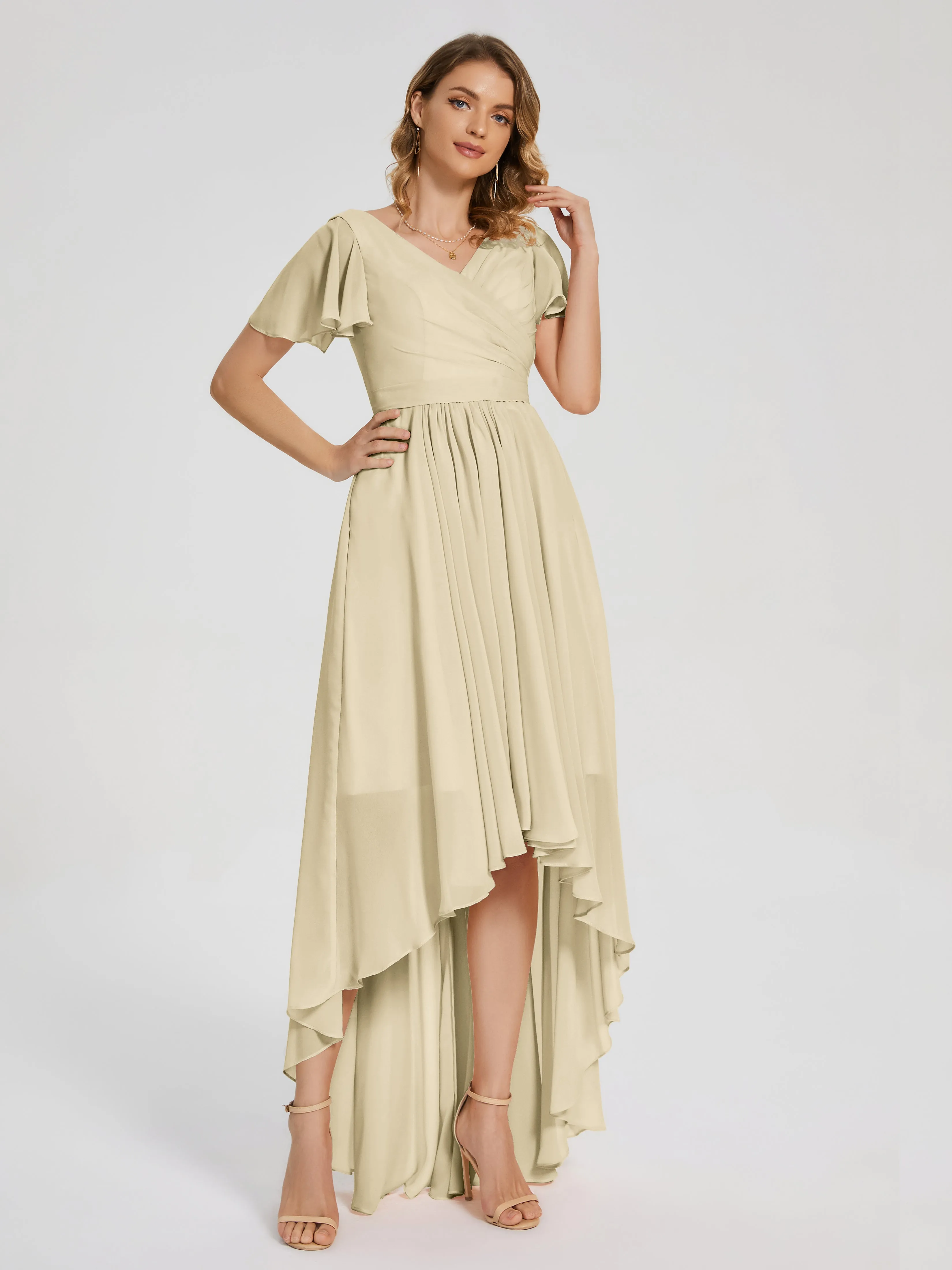 Evangeline Flowy Asymmetrical Chiffon Bridesmaid Dresses