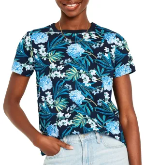 EveryWear Crew-Neck T-Shirt for Women Navy Floral