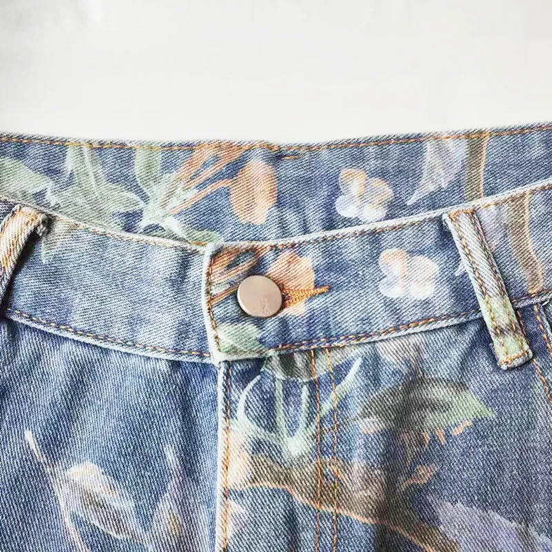 Floral Denim Loose Fit Jeans