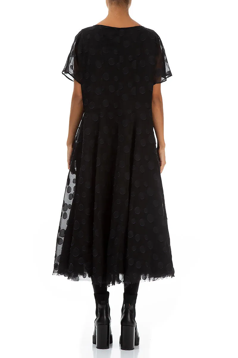 Flowy Black Bubbles Silk Dress