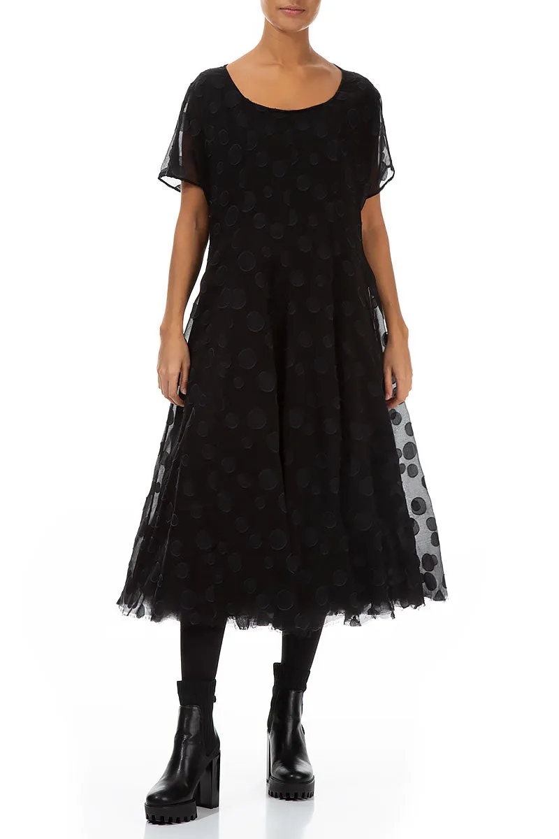 Flowy Black Bubbles Silk Dress