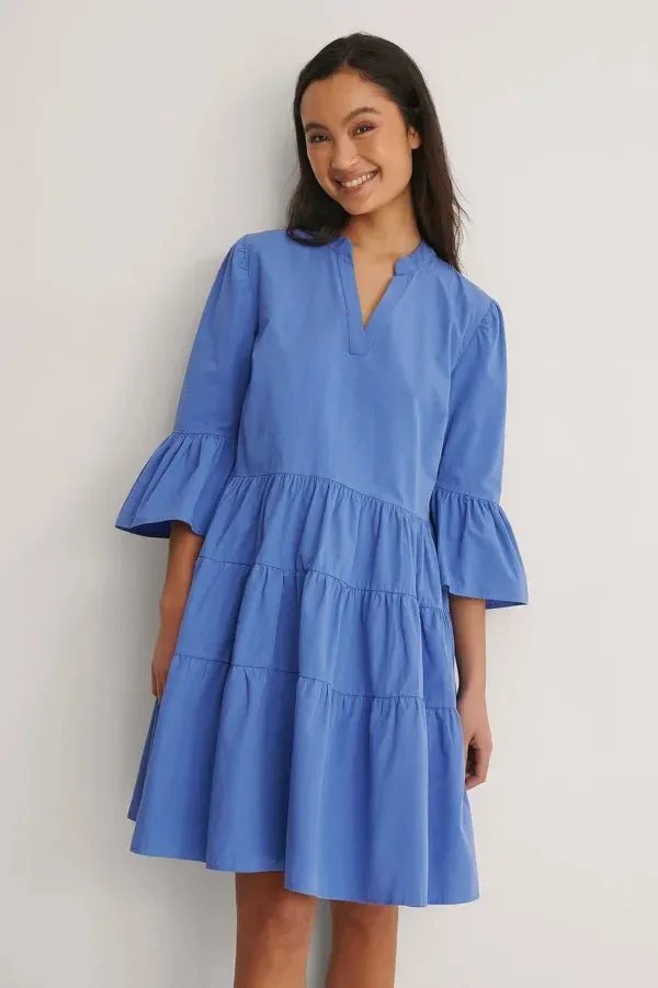 Flowy Cotton Dress Blue