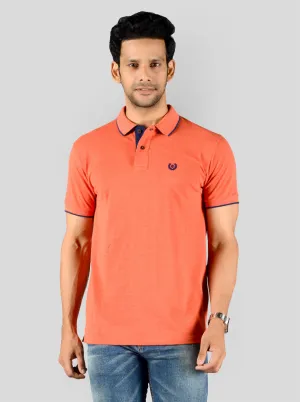 Glow Orange Solid Slim Fit Polo T-shirt | Greenfibre