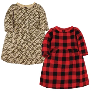 Hudson Baby Cotton Dresses, Buffalo Plaid Leopard