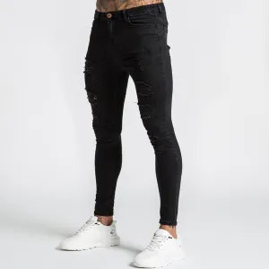 Luca Skinny Stretch Jeans - Distressed Jet Black