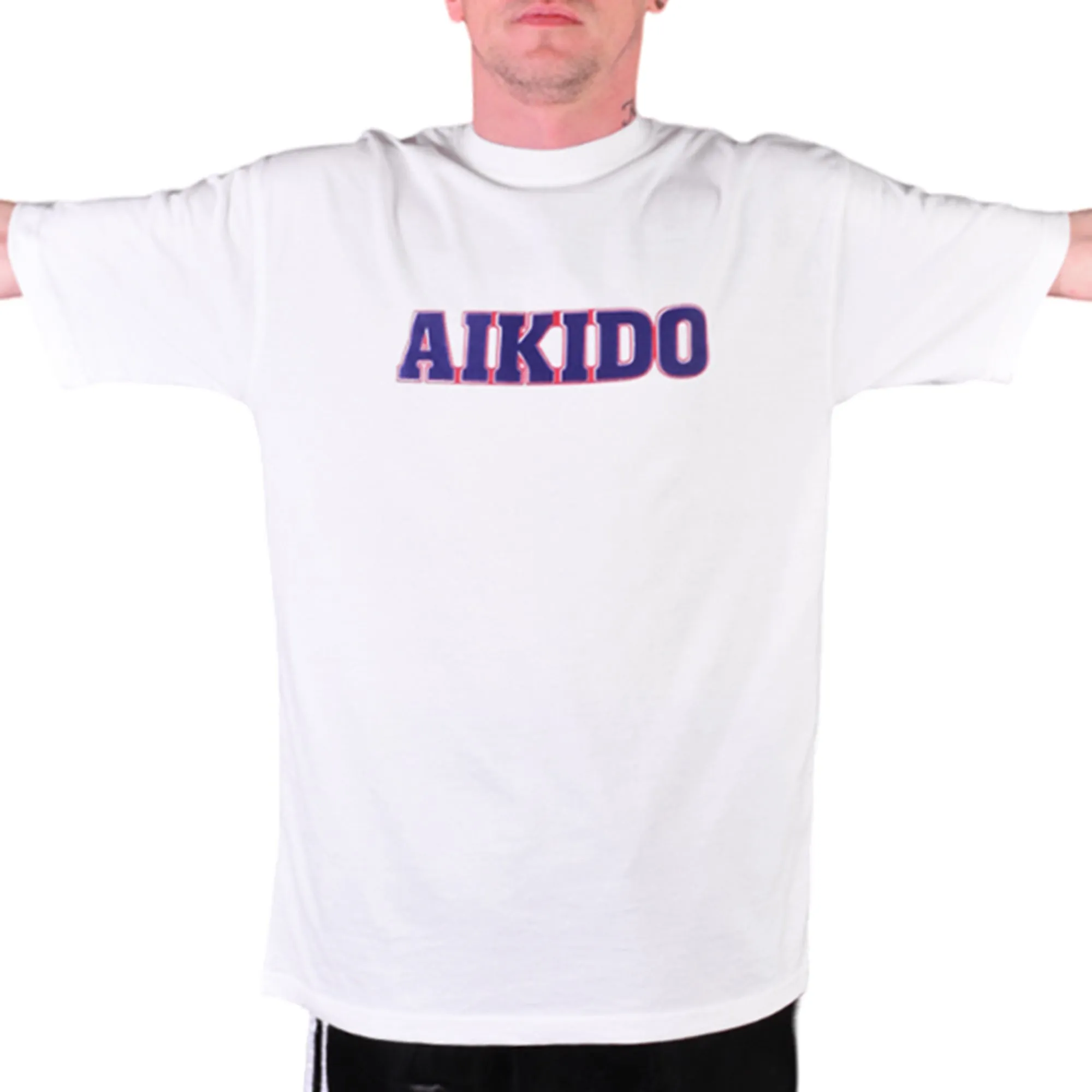 MAR-084E | White Round-Neck Aikido T-Shirt (OD)