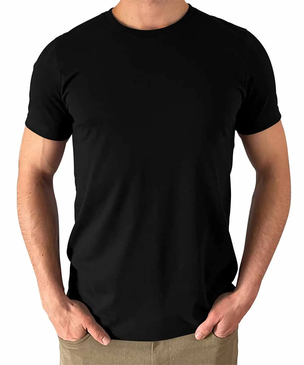 Men's Black T Shirts Premium Casual Short Sleeve Classic Fit Crew Neck Shirts