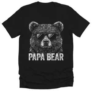 Men's Cool Papa Bear Dad Gift Premium Graphic Tee Shirt