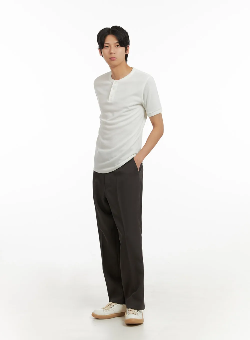 Men's Loose Fit Tailored Pants (Brown) IY402