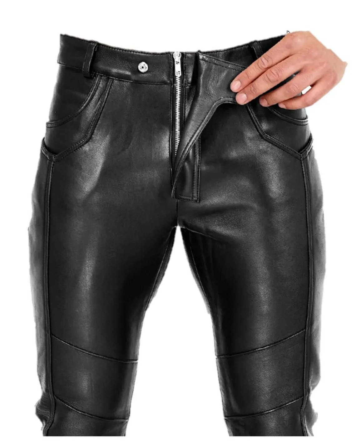 Men's Soft Leather Genuine Sheep Leather Party Pants Slim Fit Real Leather Pant