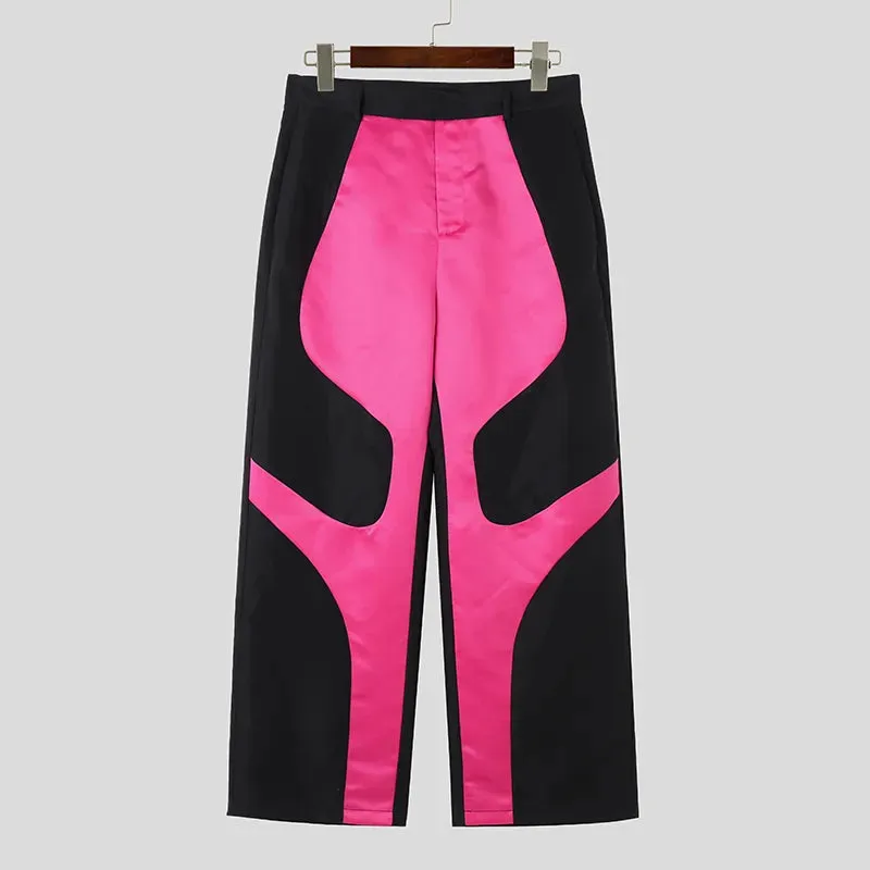 Patchwork Color Block Straight Pants