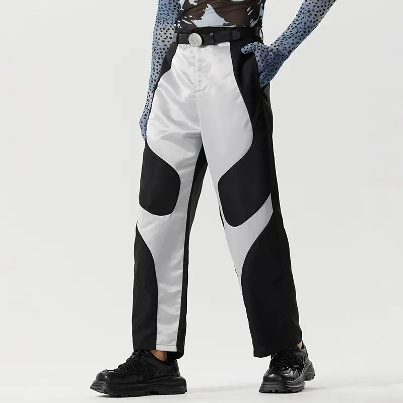 Patchwork Color Block Straight Pants