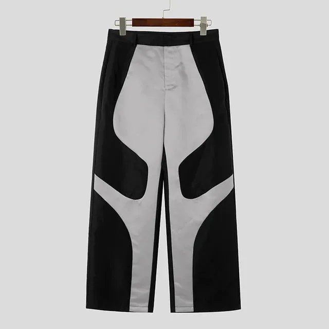 Patchwork Color Block Straight Pants