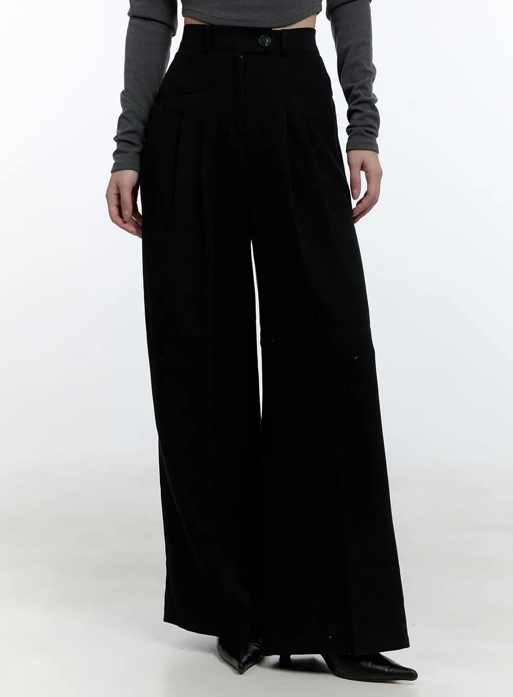 Pintuck Wide Fit Tailored Pants CD420