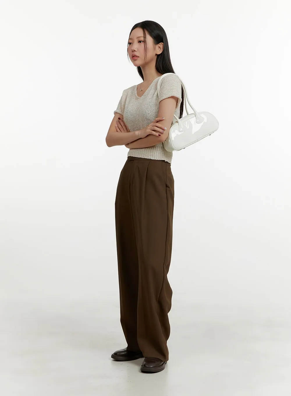 Pintuck Wide Fit Tailored Pants OY413