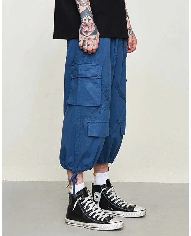 Pocket Baggy Crosswise Hip Hop Streetwear Ankle Length Men Pants