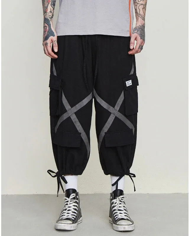 Pocket Baggy Crosswise Hip Hop Streetwear Ankle Length Men Pants