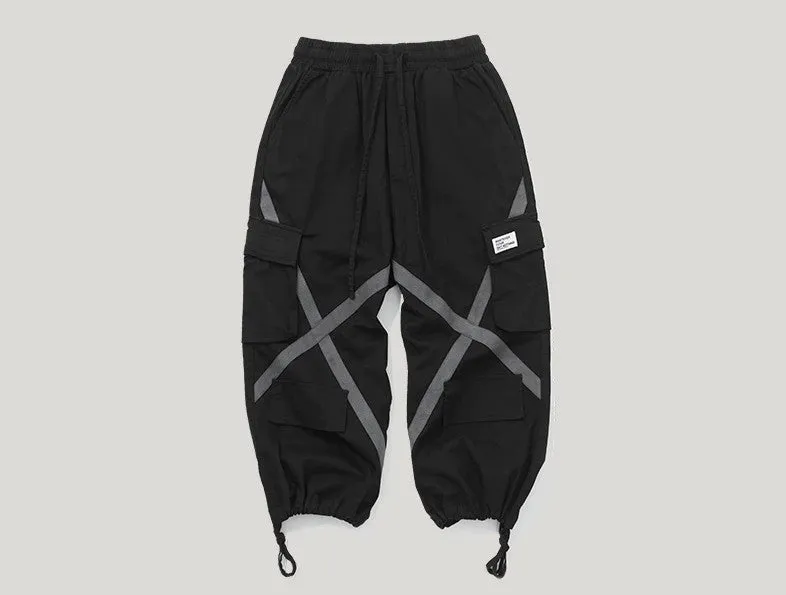 Pocket Baggy Crosswise Hip Hop Streetwear Ankle Length Men Pants