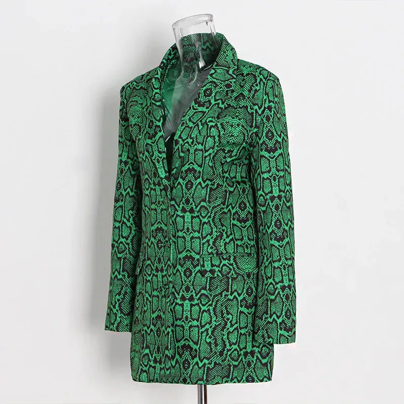 Pre Order:  Green Snake Pattern Loose Blazer