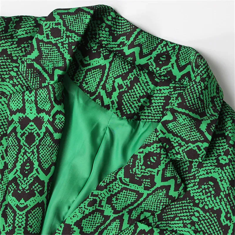 Pre Order:  Green Snake Pattern Loose Blazer