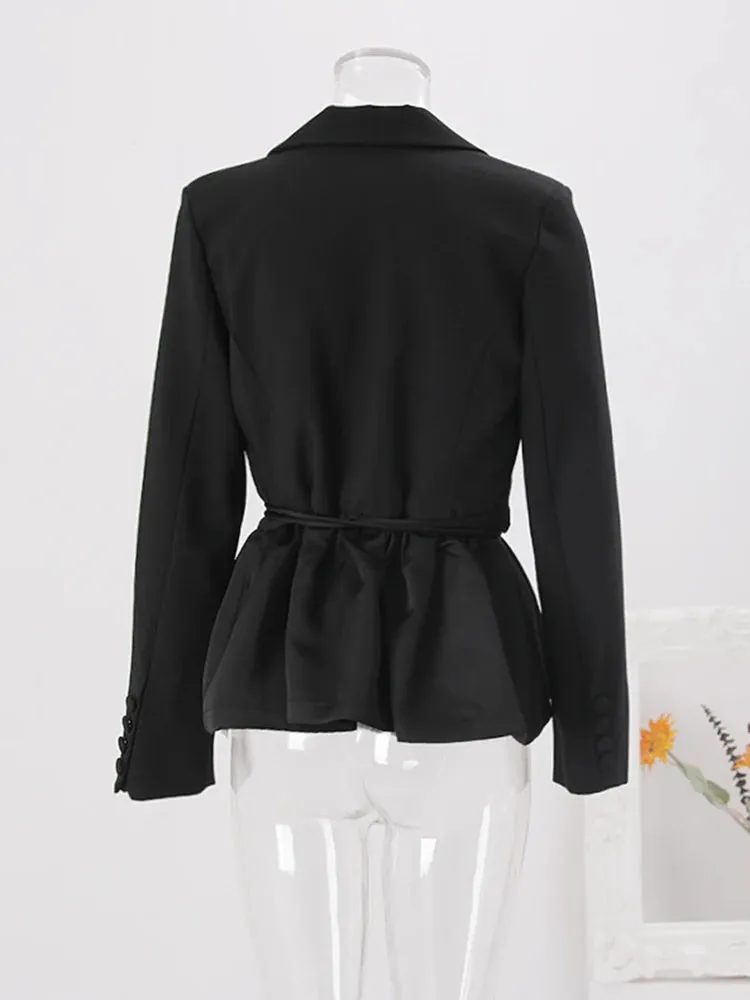 Pre Order:  Splicing Lace Up Slim Fit Blazer