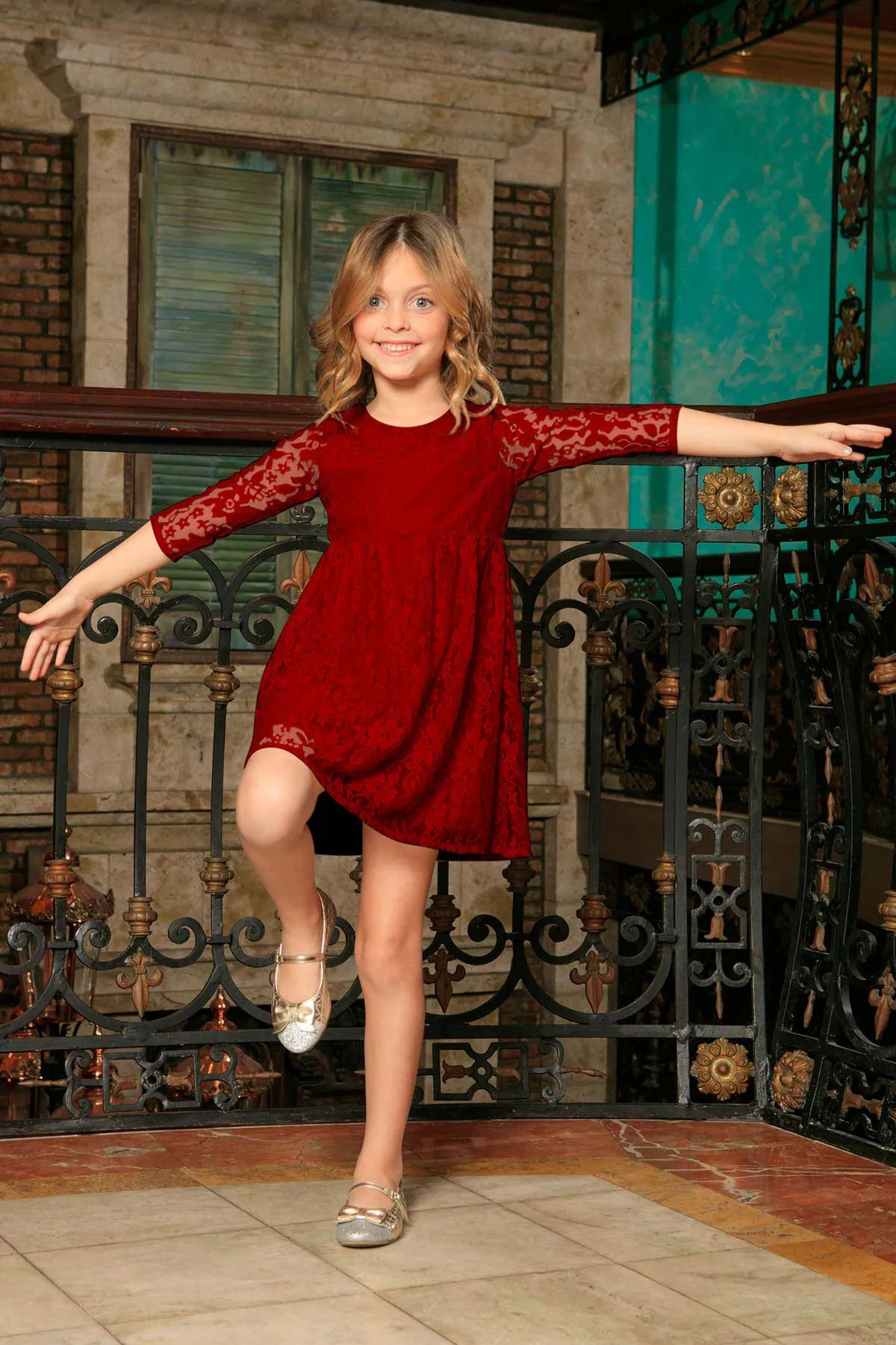 Red Maroon Lace Empire Waist Holiday Christmas Mommy & Me Dress