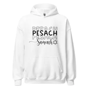 Seasonal Hoodie Pesach Samach Happy Passover DTG Blended Cotton Unisex Pullover