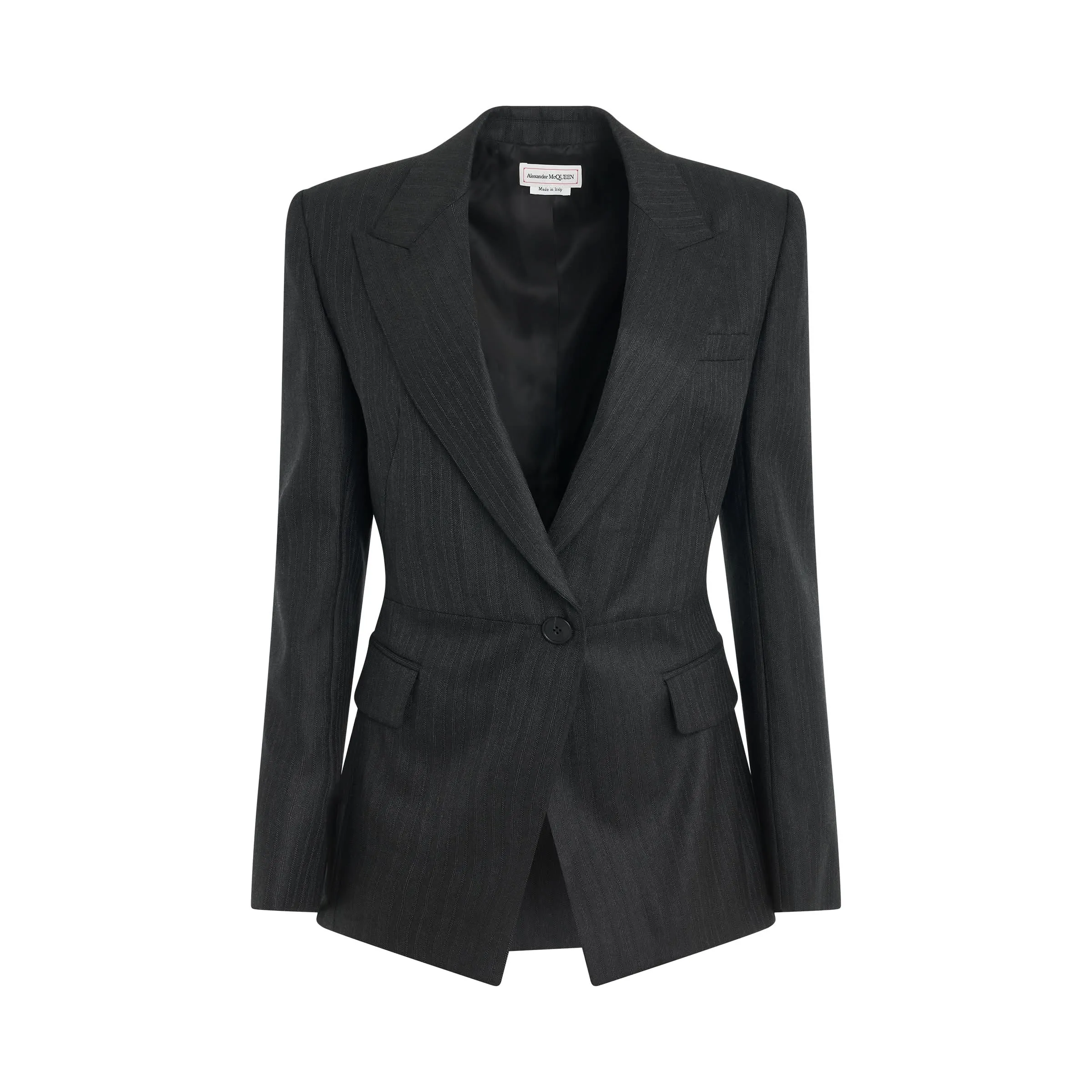 Sharp Peplum Jacket in Dark Grey