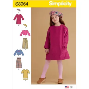 Simplicity Sewing Pattern S8964 Children's Dresses, Tops, Pants, and Hat