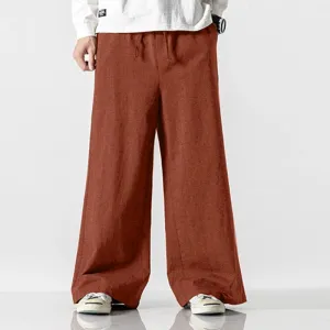 Solid Color Drawstring Straight Loose Pants