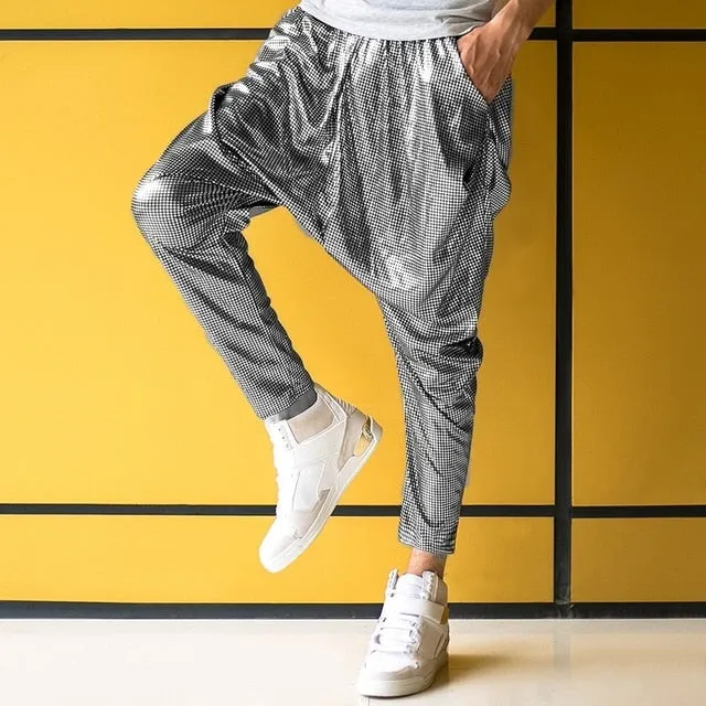 Spark Silver Big Crotch Stage Performers Style Men Pants