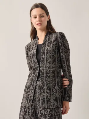 Tailored Fit Two-Tone Jacquard Knit Jacket