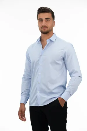 White Classic Shirt With Blue Stripes