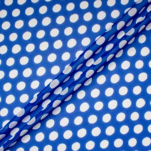 White Spotted Royal Blue Pure Silk Georgette